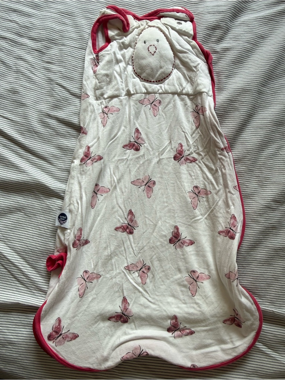 Nested Bean White Sleep Sack with Pink Trim